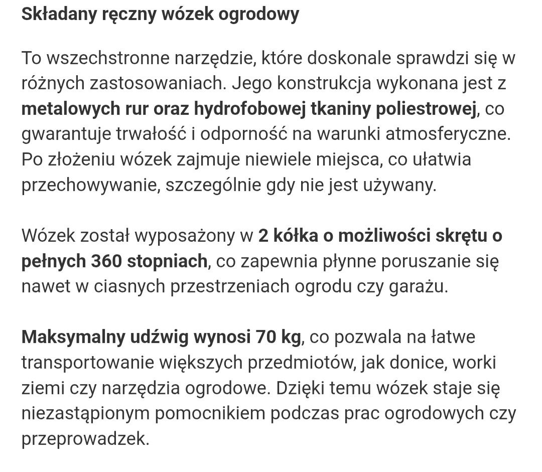 Składany wózek ogrodowy