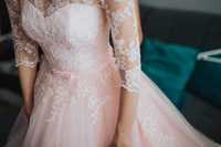 Unikatowa suknia ślubna w kolorze pudrowego różu - rozmiar XS (34)