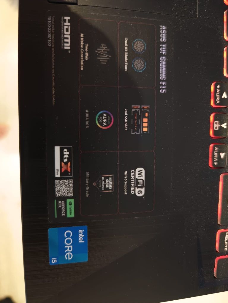 Laptop gamingowy Asus tuf gaming f15 i5-11 gen  24 GB RAM 512 RTX2050