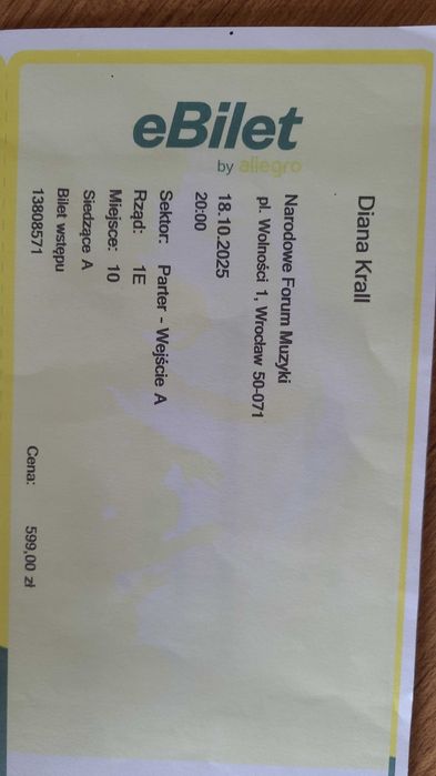 bilet na koncert "Diana Krall" 18.10.2025 r. Wrocław