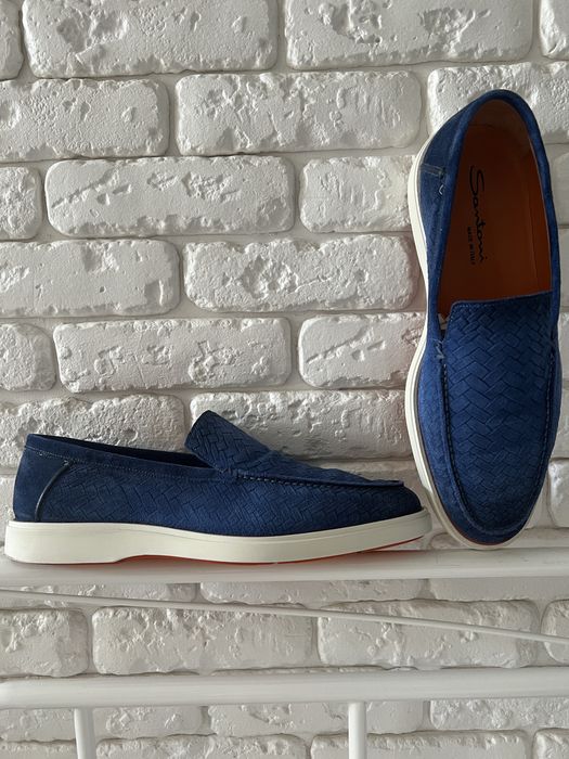 Santoni  замшевые лоферы р. 8,5