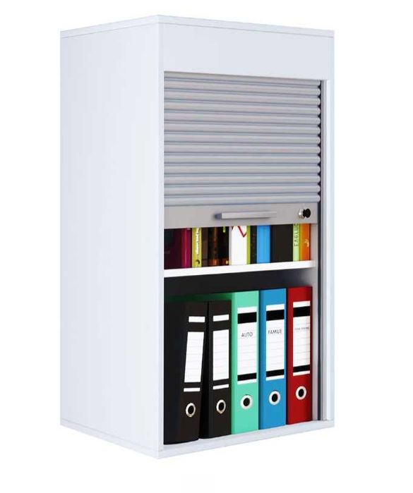 VCM Szafka na dokumenty z roletą zamykana biała biurowa