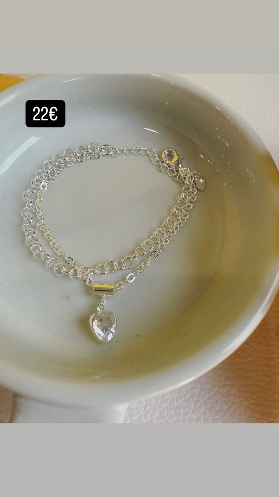 Pulseira com pendente coracao folheado a prata semijoia com garantia