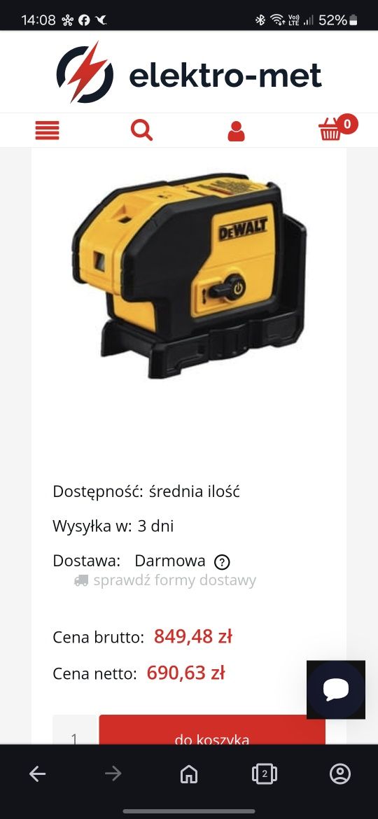 Samopoziomujący laser 3-wiązkowy DW083 DeWalt