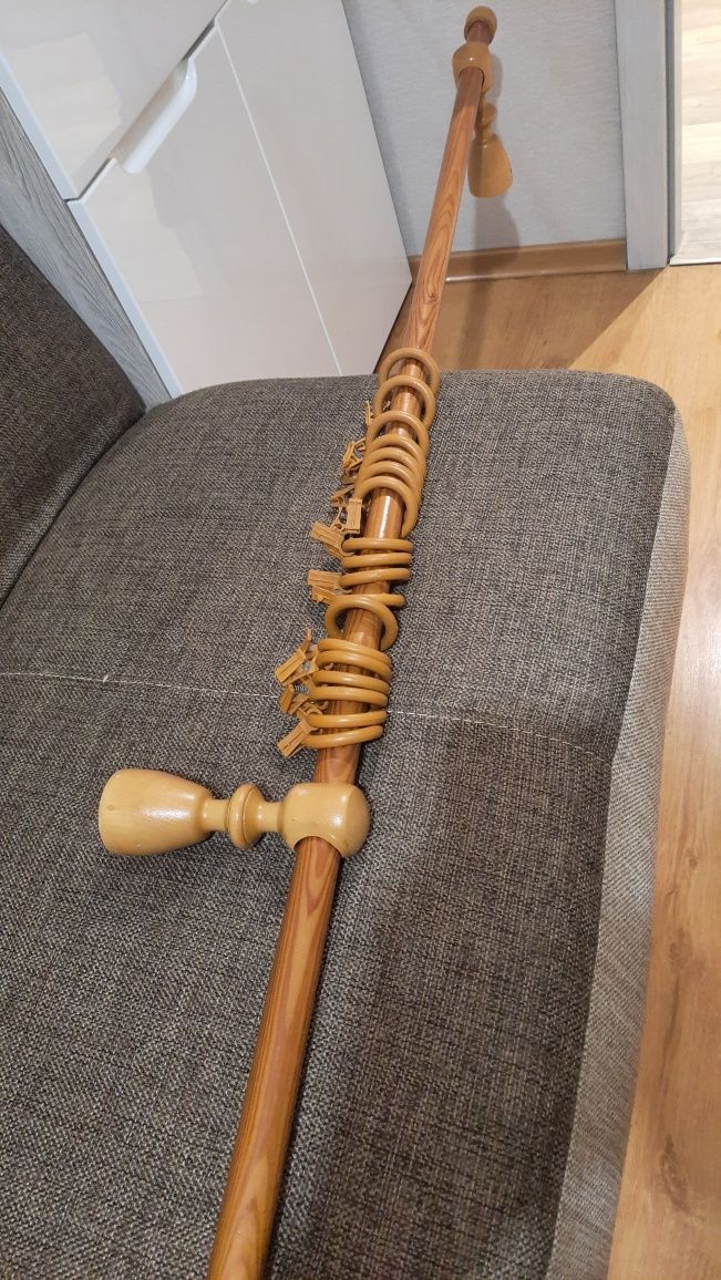 Karnisz pojedyńczy drewniany 220 cm