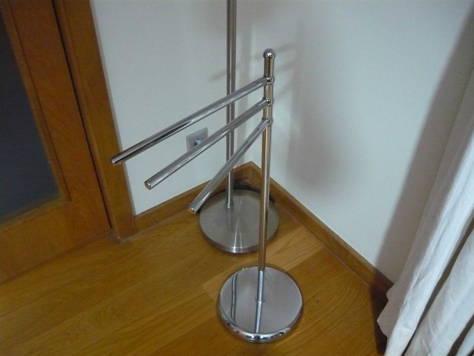 Conjunto Porta toalhas + Porta Rolos + Tubo piaçaba - 2 Peças Cromado