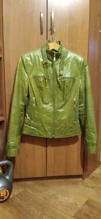 Кожаная куртка кожа натуральная зелёная