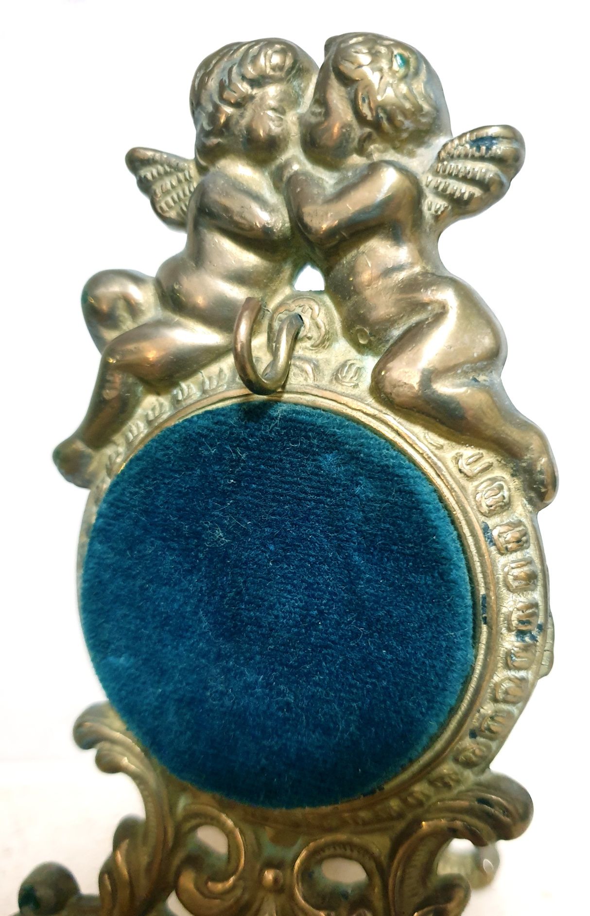 Lindissimo antigo suporte de relógio de bolso "anjos" em bronze