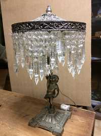 Candeeiros vintage bronze e cristal para secretária ou mesa cabeçeira