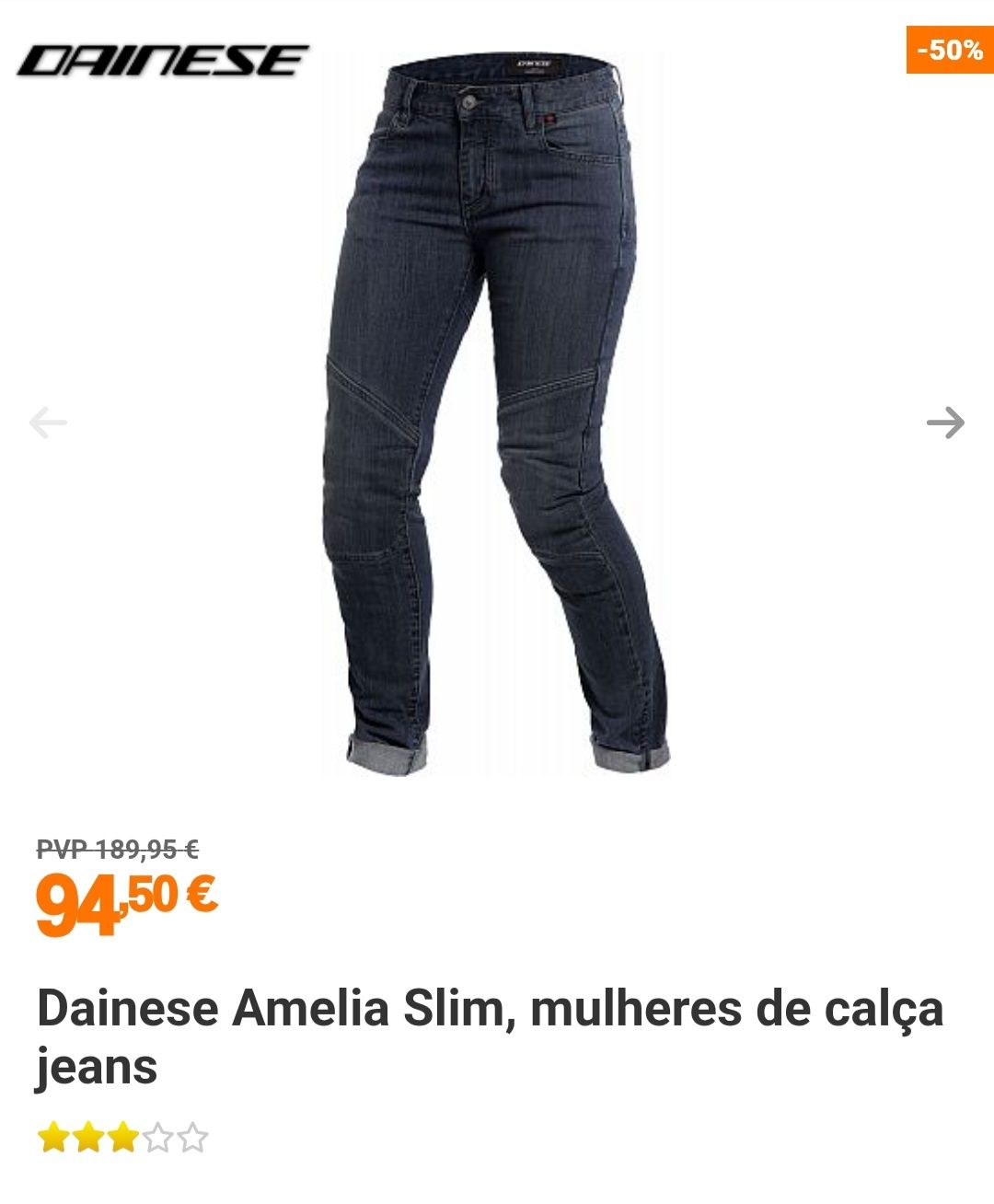 Calças de ganga Dainese Amelia Slim azul escuro - Mulher