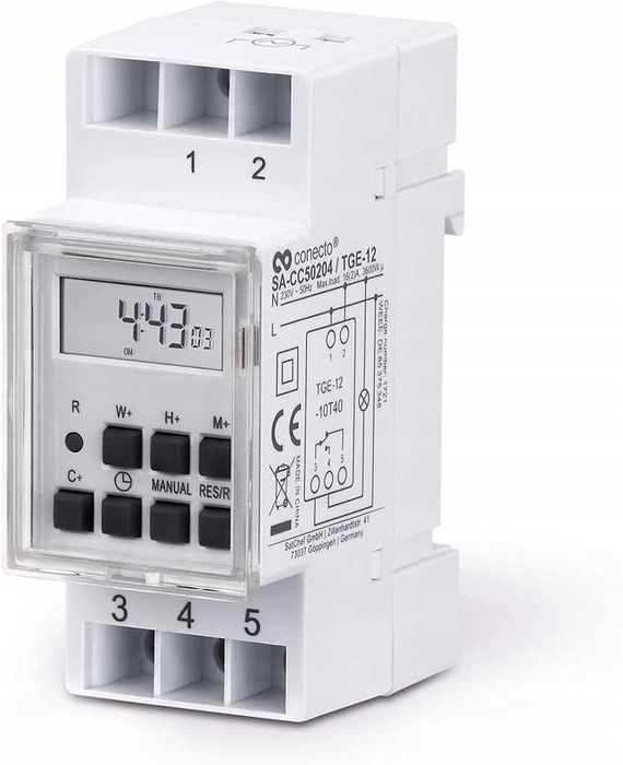 S3877 Conecto Cyfrowy zegar sterujący do szyny montażowejSA-CC50204-v2