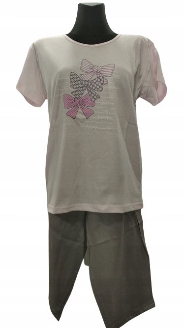 Piżama Damska Bawełniana Róż Krótki Rękaw Xl