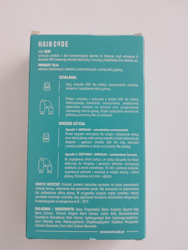 Ampułki Hair Code HOP aktywizujące wzmocnienie do włosów 4 x 5 ml