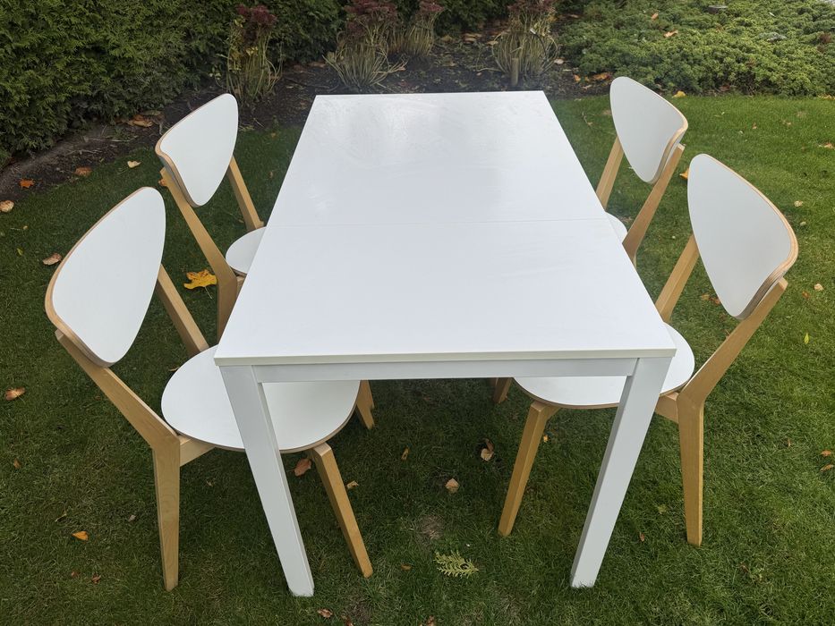 IKEA rozkladany stół VANGSTA i 4 krzesła NORDMYRA w kolorze białym
