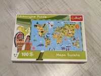 Edukacyjne puzzle mapa świata 100 puzzli