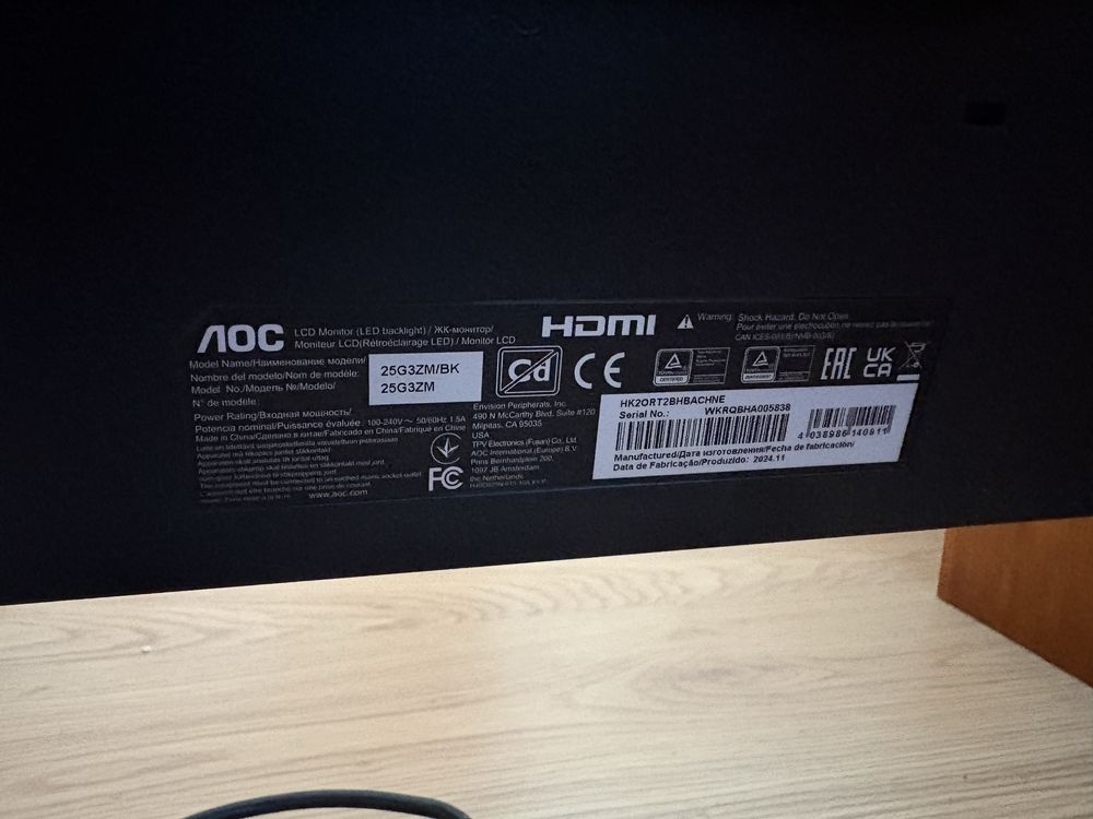 Monitor Aoc 240hz 0,5ms