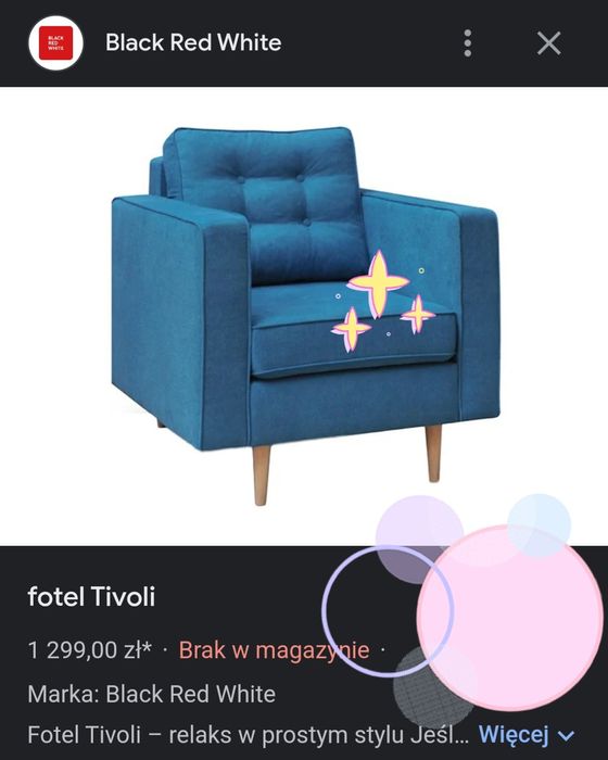 Fotel turkusowy Tivoli niebieski styl skandynawski led nowoczesny BRW