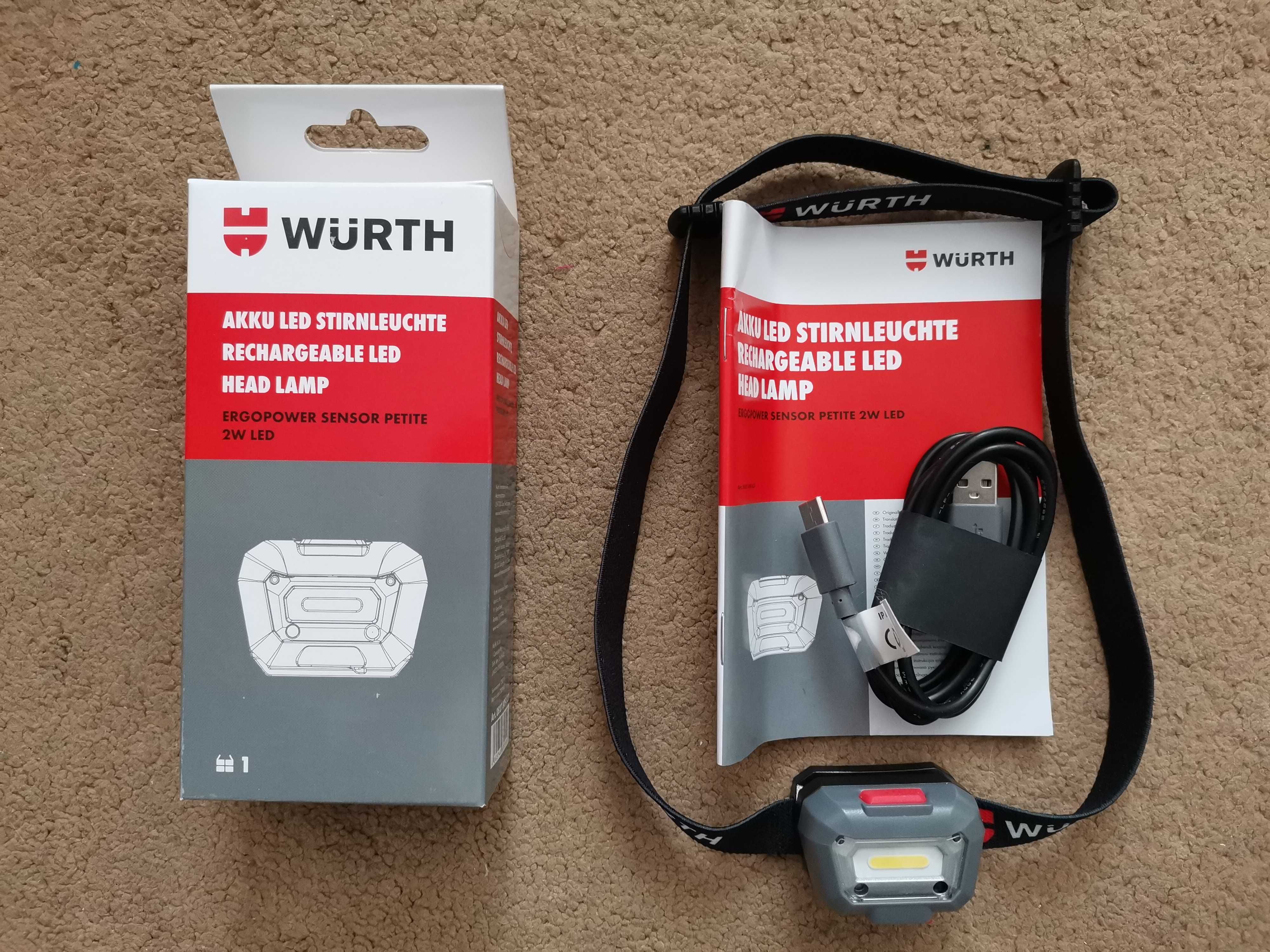 WURTH Akumulatorowa latarka czołowa LED 200LM 5V 2W NOWA !!!