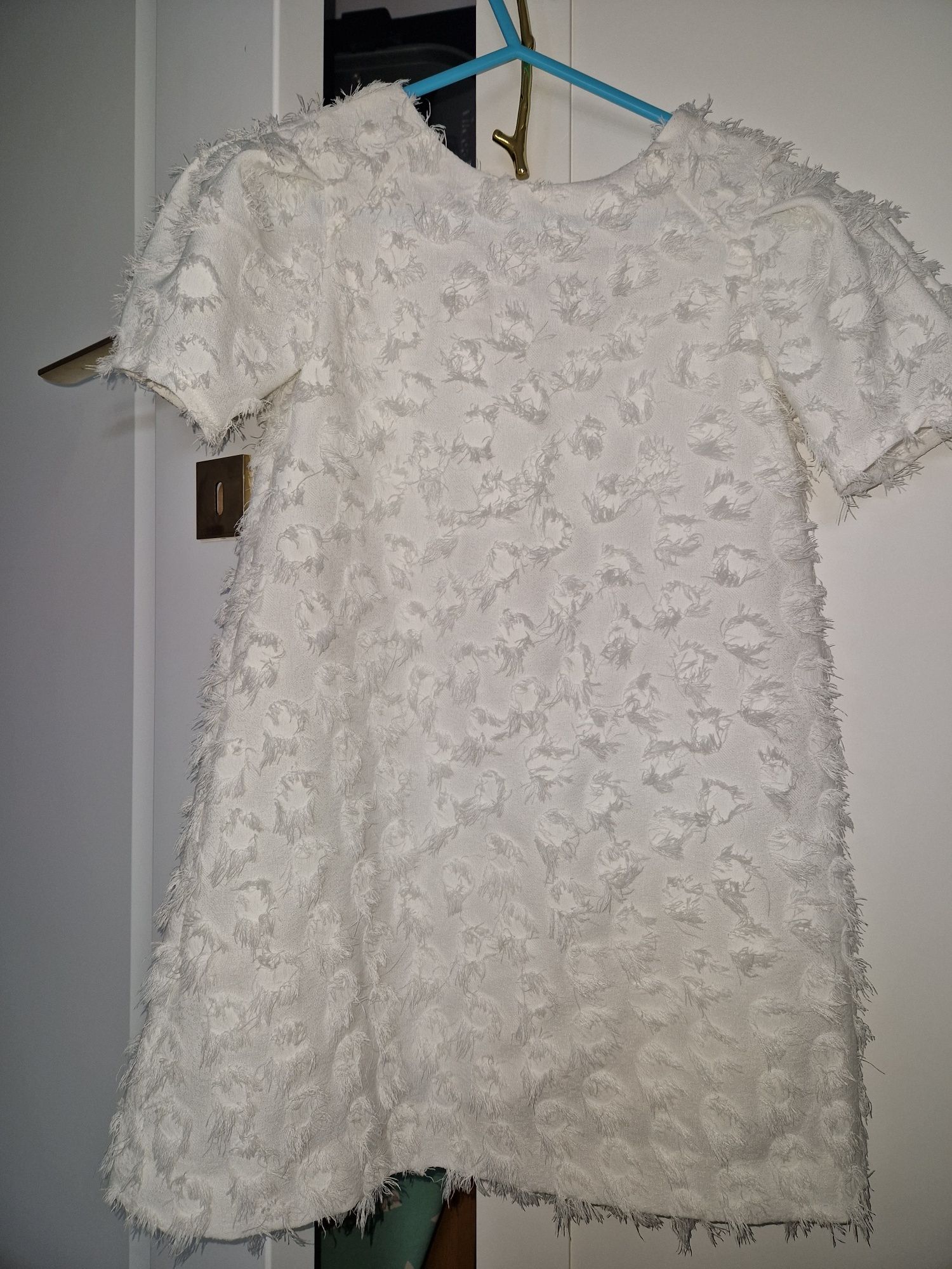 Sukienka Zara 9 lat 134 cm smietanowa biała