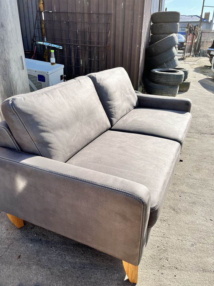 Sofa Kanapa dwuosobowa skóra Alkantara szara 180 cm