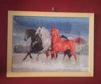 Obraz ręcznie zrobiony haftem diamentowym konie