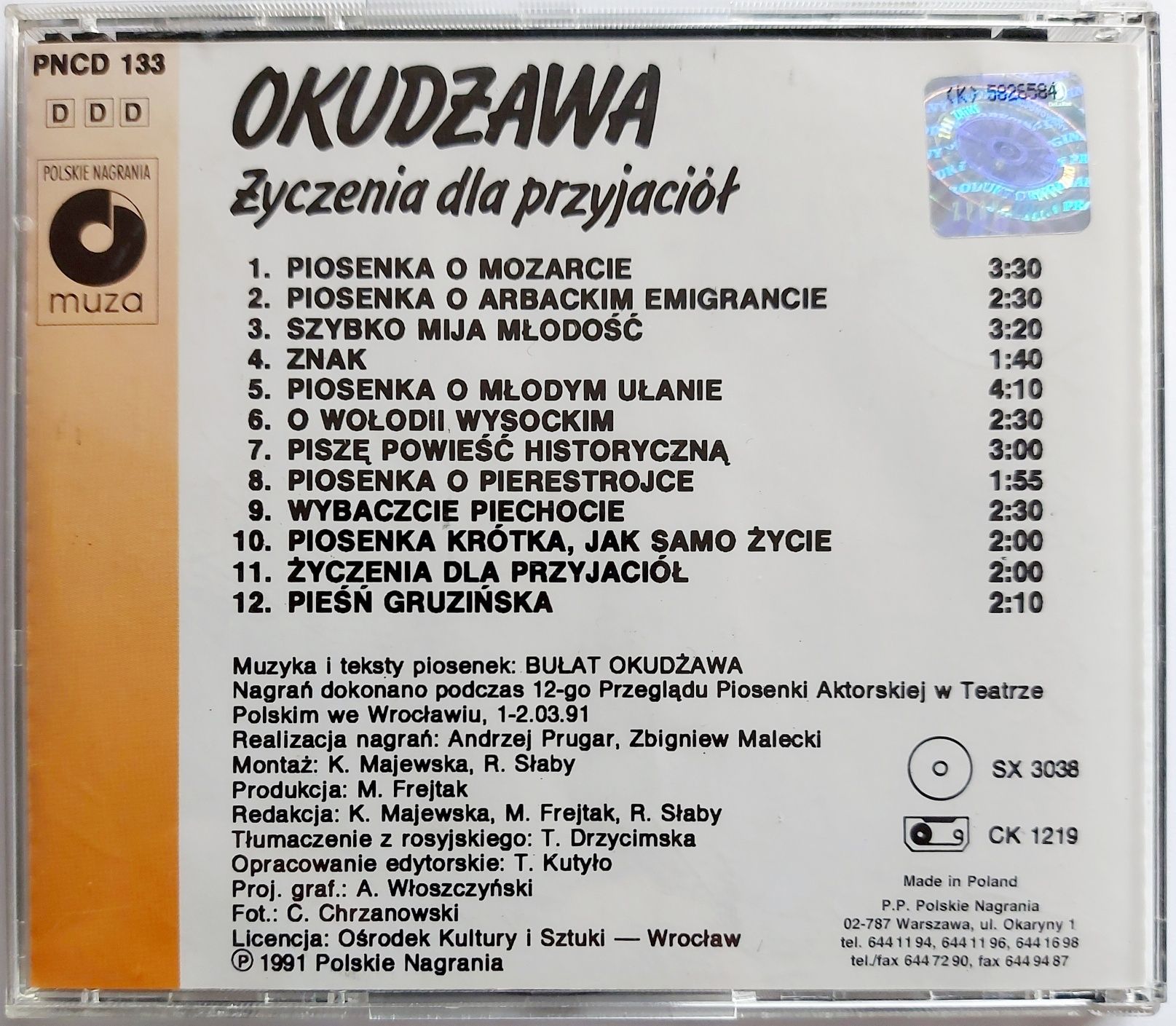 Bułat Okudżawa Życzenia Dla Przyjaciół 1991r