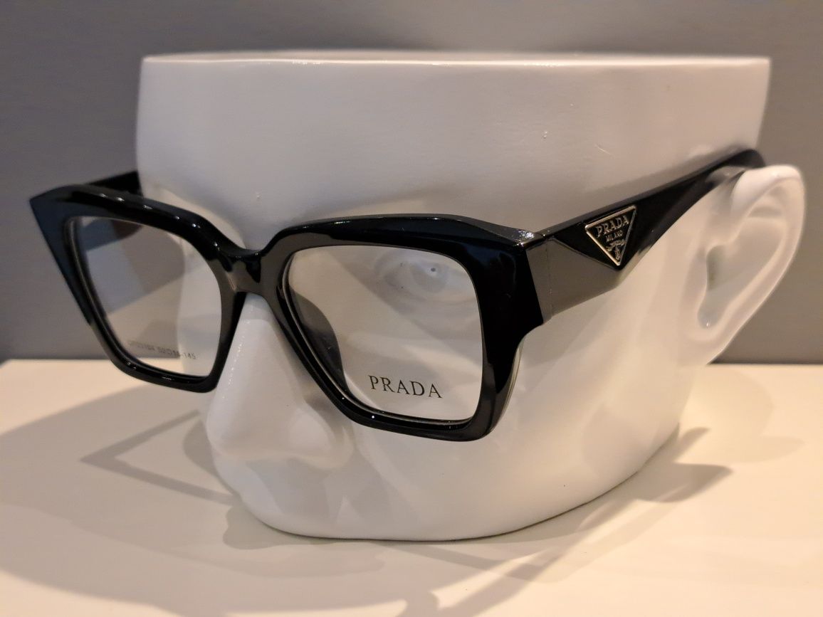 **PRADA czarne nowe damskie oprawki okulary zerówki logo