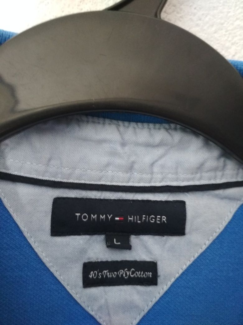 Tommy Hilfiger t-shirt niebieska koszulka polo L