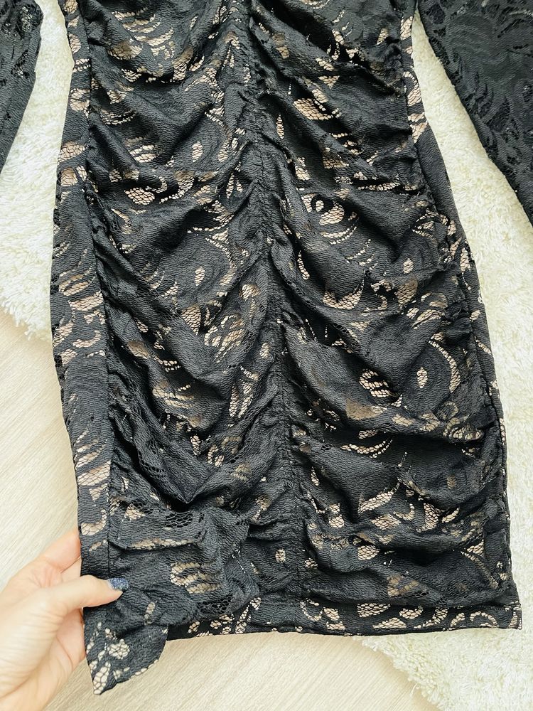 Вечірня сукня чорна гіпюрова платье zara ажурна сукня h&m