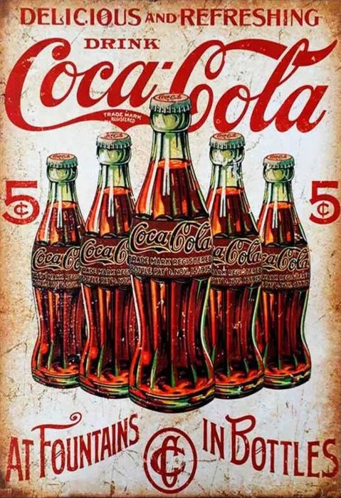 7 Placas decorativas retro de Coca Cola, novas, 30 x 20 cm.