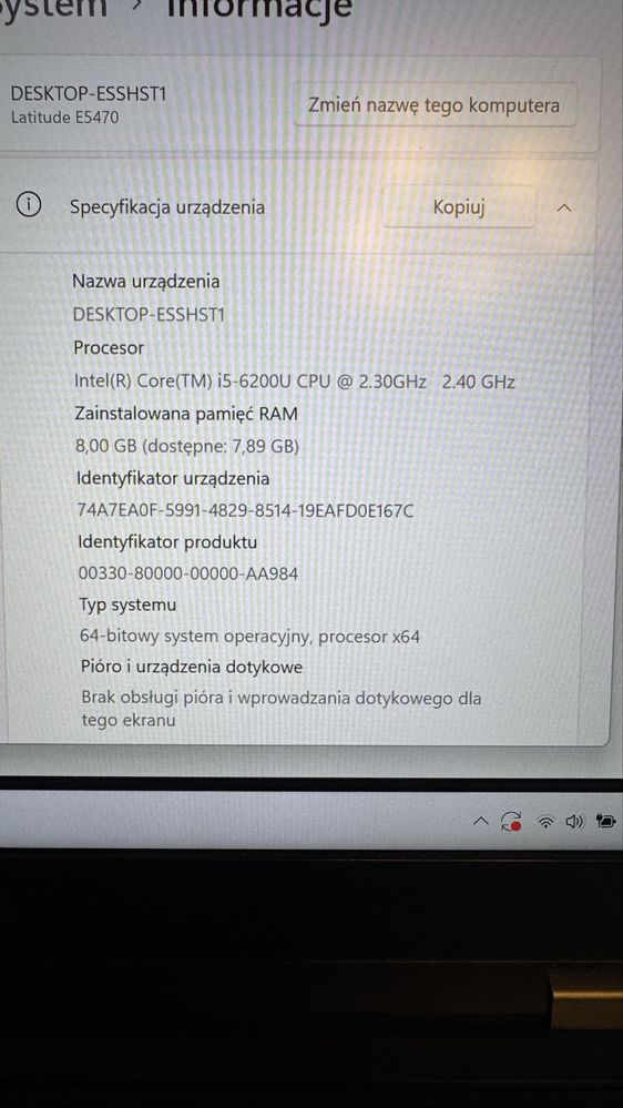 Dell 5470 i5 8gb ddr4 256ssd 14 FH mat wifi hdmi nowa bateria Win 11