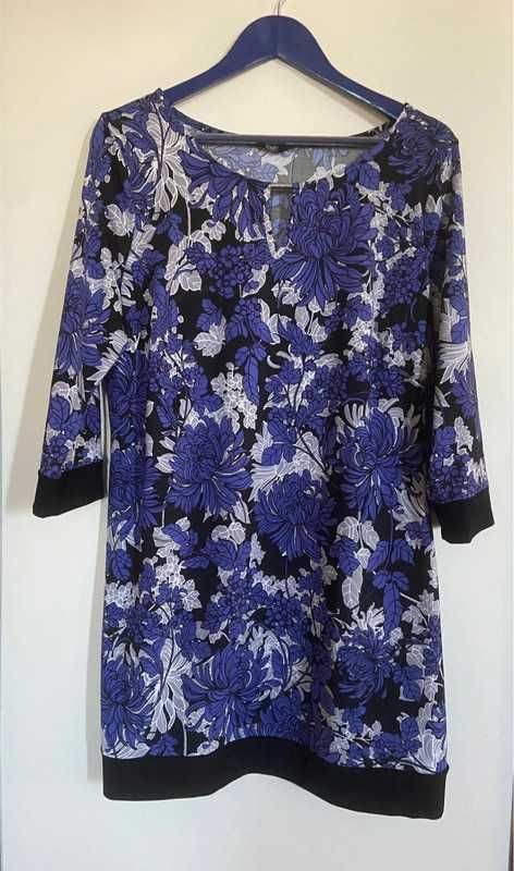 krótka sukienka granatowo czarna tunika plus size 4446 wiosna sukienka