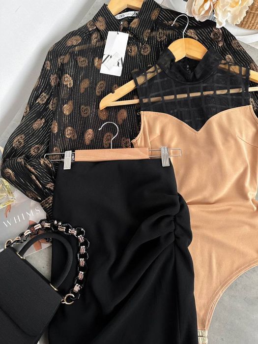 Чорна спідниця міді олівець з розрізом на нозі м розмір zara