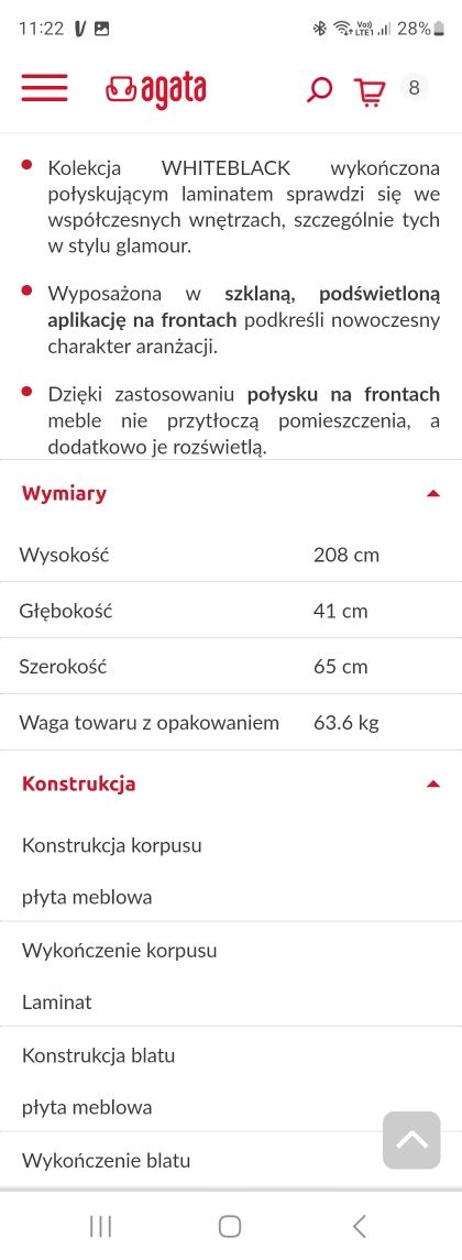 witryna szafka whiteblack agata meble
