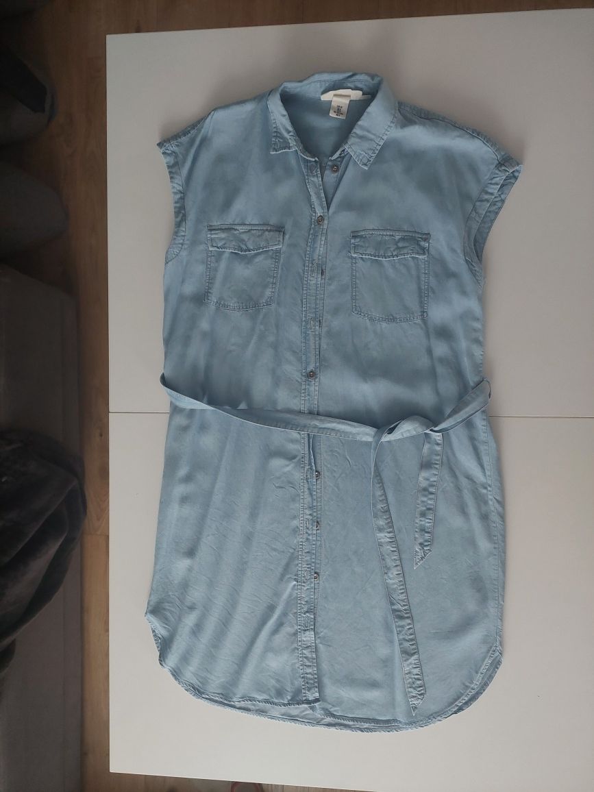 Letnia cienka rozpinana sukienka ala jeansowa H&M r.38
