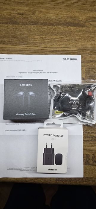 Samsung Galaxy Buds3 Pro nowe,oryginał z etui z włókna i ładowarką 25W