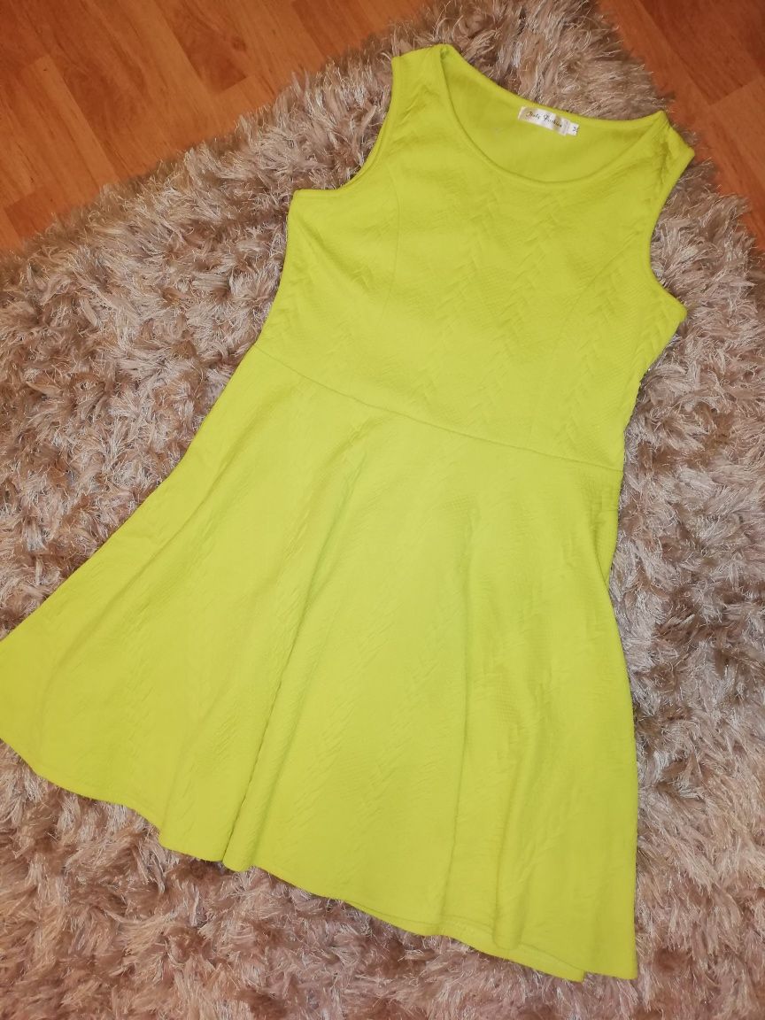Sukienka limonkowa cytryna 38