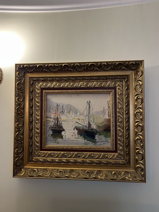 Dois quadros grandes talha dourada