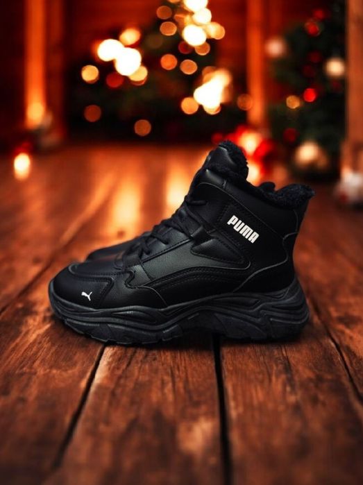 Жіночі зимові чорні кросівки Puma/натуральная кожа/зимние ботинки пума