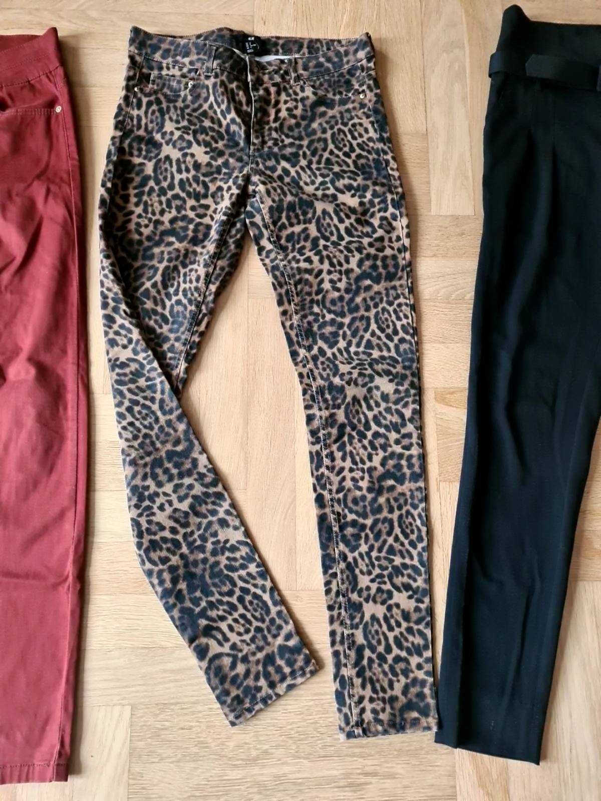 Джинсы (леопард и кирпичные), черные брюки, размер s/m