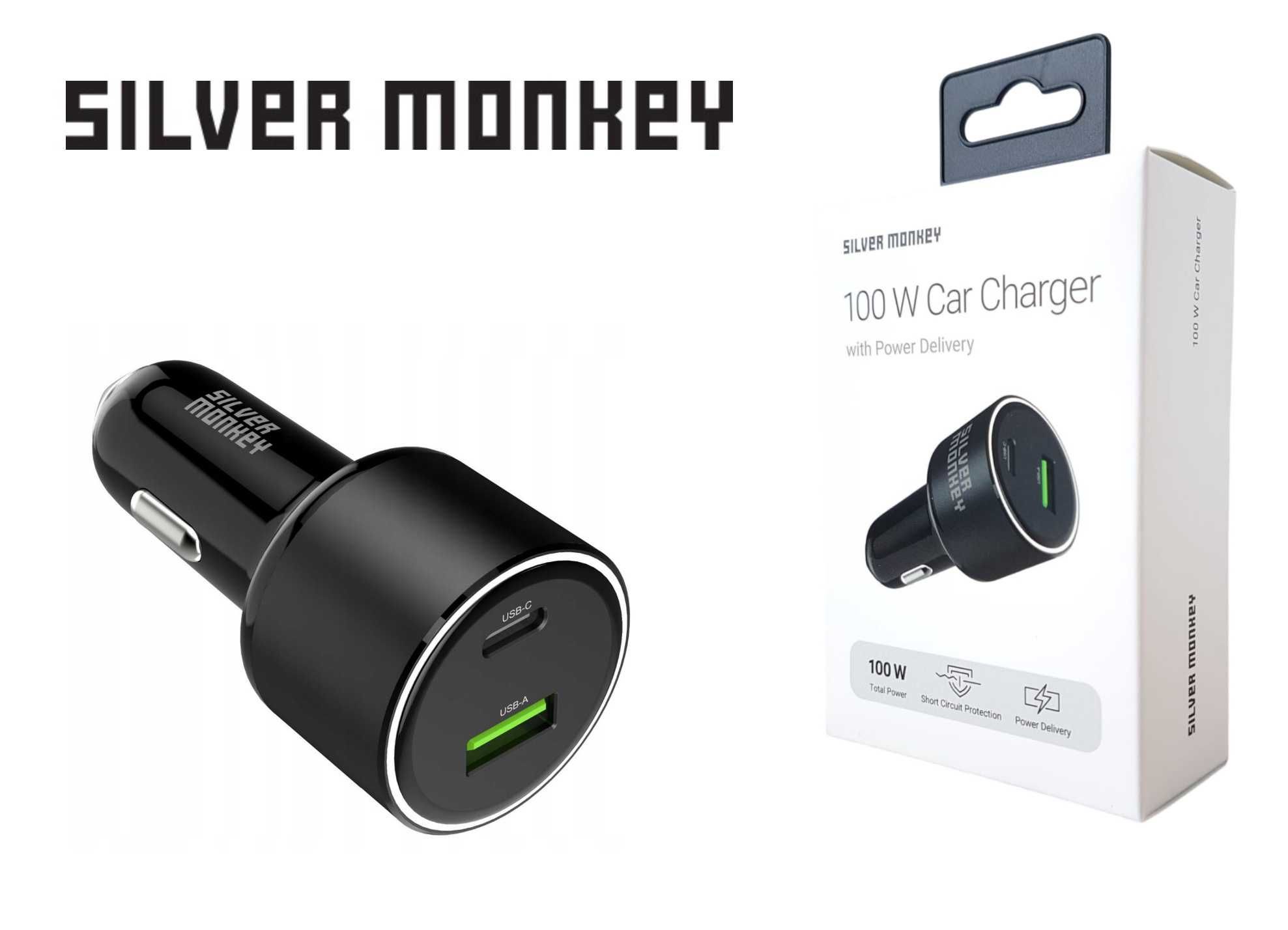 Szybka ładowarka samochodowa NOWA 100W USB-C PD+ USB 3.0 QC prezent