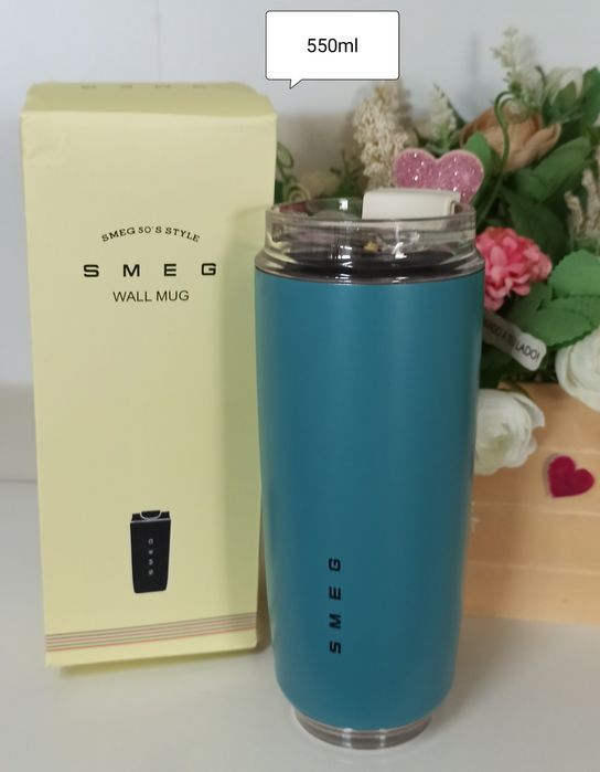 Smeg - Copo térmico / Mug / Garrafa - 550ml - Azul - Nova