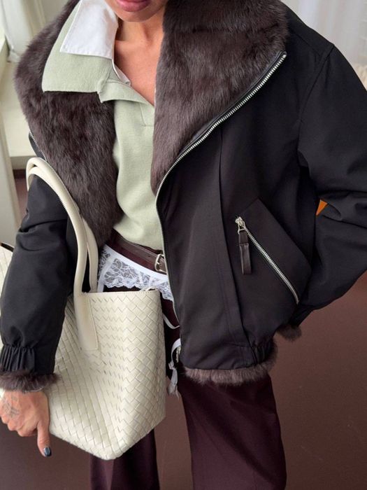 двостороння жіноча  парка з натуральним хутром