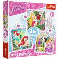 Trefl Puzzle 3w1 Disney Princess Roszpunka Aurora i Arielka 34842
