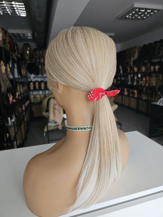 Tupet topper Wiola blond 3D z grzywką naturlana fryzura