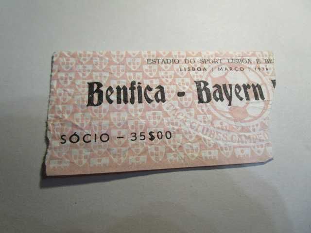 bilhetes benfica competições europeais anos 60 -70