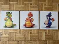 Obrazki do pokoju dziecięcego - wesołe smoki 25x25cm Ikea Egersta