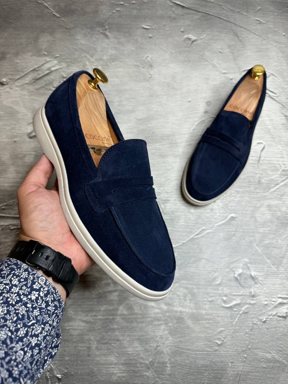 Лоферы Замшевые мужские синие LORO PIANA Suede ROYAL! Туфли Лоферы ХИТ