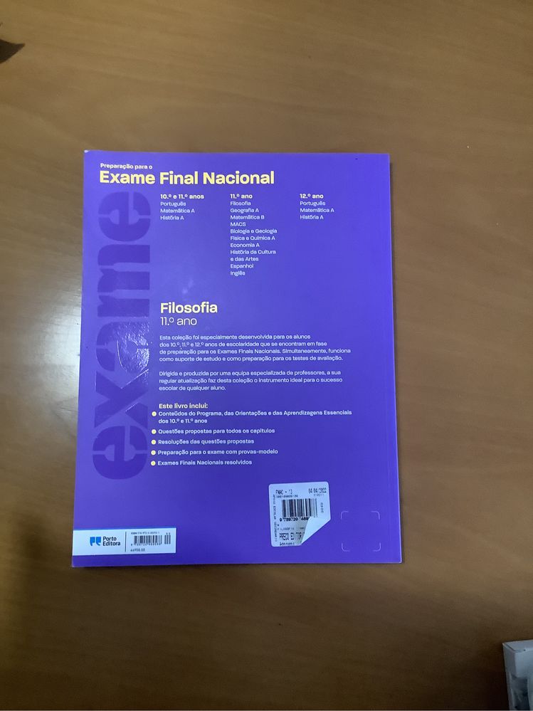 Livro Preparação para o Exame Final Nacional exame Filosofia 11.° ano