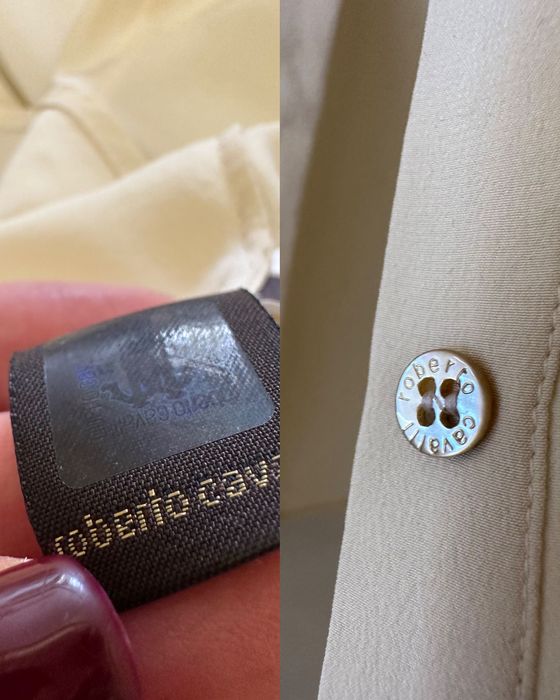 Roberto Cavalli блуза сорочка шовк з мереживом шелковая блузка шелк XS